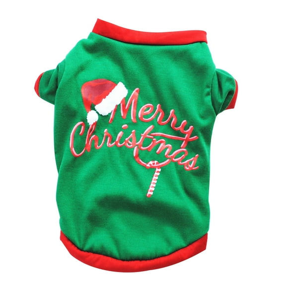 YUEHAO Christmas Sweaters for Dogs,  Pet Supplies New Pattern Tricolor Christmas Dog Clothing Cotton Greent Shirt Puppy Green