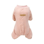 YUEHAO Dog Clothes for Small Dogs, Dog Clothes Autumn and Winter Four Legged Plush Cotton Coat Pet Clothing Cute Pet Supplies Pet Supplies for Dogs (Pink, L)