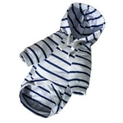 YUEHAO Dog Clothes for Small Dogs Pet Autumn and Winter Hoodies Fleece Stripe Sweatshirt Pet Cats and Dogs Warm Clothe Pet Supplies Pet Dog Clothes (Blue, XXL)