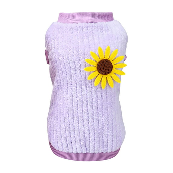 YUEHAO Dog Clothes for Small Dogs Pet Dog Puppy Classic Sunflower Sweater Fleece Sweater Clothes Warm Sweater Winter Pet Supplies for Dogs (Purple, XL)