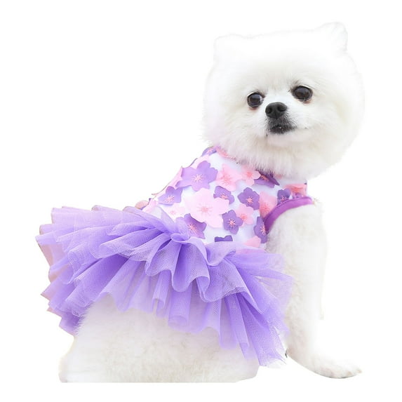 YUEHAO Dog Skirts for Small Dogs Girl Cotton Pet Dog Dress Spring and Summer Pet Clothes Spring Cute Pet Supplies Cotton Peach Dress Pet Supplies for Dogs (Purple, S)