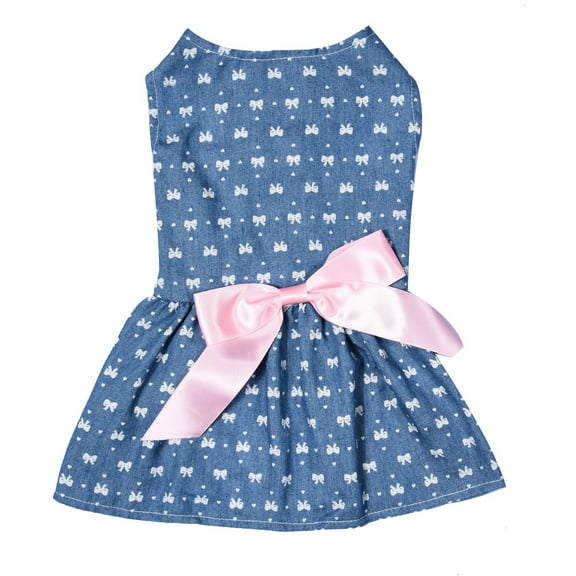 YUEHAO Dog Skirts for Small Dogs Girl Cute Pet Print Bow Skirt Breathable Summer Sleeveless Shirt Comfortable Dog Shirt Breathable Dog Pet Dog Clothes (Blue, S)