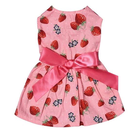 YUEHAO Dog Skirts for Small Dogs Girl Cute Pet Print Bow Skirt Breathable Summer Sleeveless Shirt Comfortable Dog Shirt Breathable Dog Pet Dog Clothes (Pink, L)