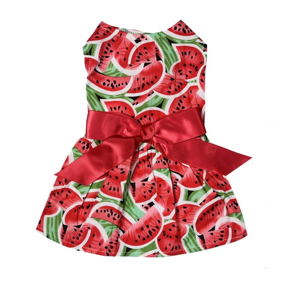 YUEHAO Dog Skirts for Small Dogs Girl Cute Pet Print Bow Skirt Breathable Summer Sleeveless Shirt Comfortable Dog Shirt Breathable Dog Pet Dog Clothes (Watermelon Red, L)
