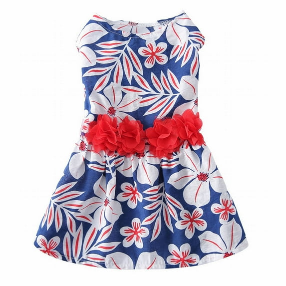 YUEHAO Dog Skirts for Small Dogs Girl Cute Pet Print Skirt Breathable Summer Sleeveless Shirt Comfortable Dog Shirt Breathable Dog Pet Dog Clothes (Navy, M)