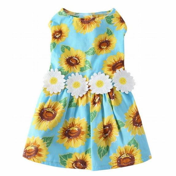 YUEHAO Dog Skirts for Small Dogs Girl Cute Pet Print Skirt Breathable Summer Sleeveless Shirt Comfortable Dog Shirt Breathable Dog Pet Dog Clothes (Sky Blue, XS)