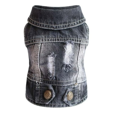 YUEHAO Dog Skirts for Small Dogs Girl Dog Jean Jacket Cool Shirt Breathable Spring Fashion Vest Clothing for Small Dogs Cats Pet Dog Clothes (Black, XS)