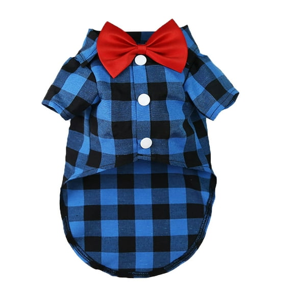 YUEHAO Dog Skirts for Small Dogs Girl Dog Plaid Shirt Suit Wedding Dress Pet Clothes Spring, Summer and Autumn Pet Supplies for Dogs (Blue, XXXL)
