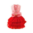 thumbnail image 1 of YUEHAO Dog Sweaters for Small Dogs Bubble Skirt Stripe Lace Dress Dog Dress Princess Dresses for Dog, Fashion Pet Dog Clothes, Striped Mesh Puppy Dog Princess Dresses Small Dog Sweater (Red, L), 1 of 3
