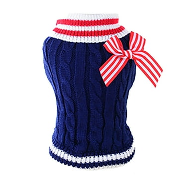 YUEHAO Dog Sweaters for Small Dogs Navy Pet Dog Cat Sweater Turtleneck Knitted Dog Sweater - Classic Cable Knit Dog Jumper Coat, Warm Pet Winter Clothes Small Dog Sweater (Blue, M)