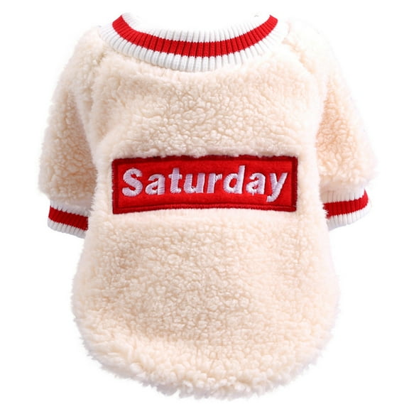 YUEHAO Dog Sweaters for Small Dogs New Pet Lamb Velvet T-Shirt Autumn and Winter Fashion Pet Cat Dog Clothing Pet Dog Clothes (Beige, M)