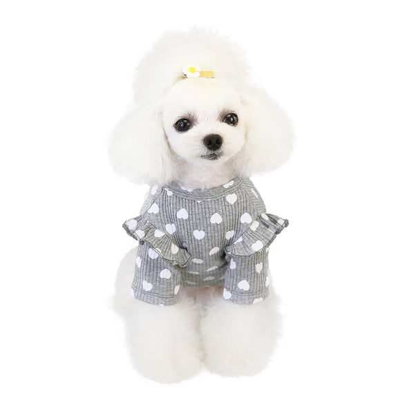 YUEHAO Dog Sweaters for Small Dogs Pet Clothes Autumn Winter Winter Pet Clothes Love Bottoming Shirt Pet Dog Clothes (Grey, XL)