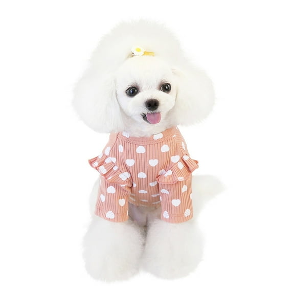 YUEHAO Dog Sweaters for Small Dogs Pet Clothes Autumn Winter Winter Pet Clothes Love Bottoming Shirt Pet Dog Clothes (Pink, S)