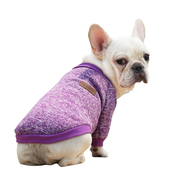YUEHAO Dog Sweaters for Small Dogs Pet Dog Puppy Classic Sweater Fleece Sweater Clothes Warm Sweater Winter Small Dog Sweater (Purple, S)
