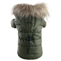 YUEHAO Dog Sweaters for Small Dogs Pet Dog Warm Down Cotton-Padded Jacket Costume Puppy Winter Clothe Hoodie Coats Pet Dog Clothes (Army Green, L)