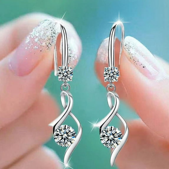 YUEHAO Earrings A Pair Of Earrings Women Synthetic Diamond Earrings Jewelry Wedding Gift White