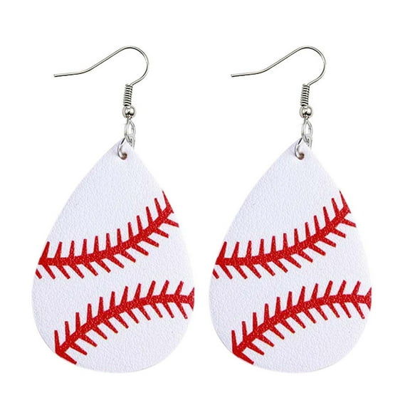 YUEHAO Earrings Volleyball Earrings Women's Football Printing Sided Leather Sports Basketball Earrings Double Earrings