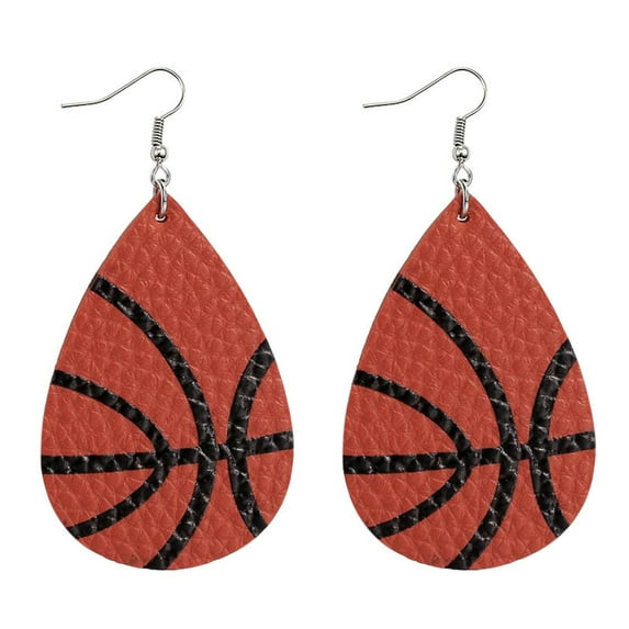 YUEHAO Earrings Volleyball Earrings Women's Football Printing Sided Leather Sports Basketball Earrings Double Earrings