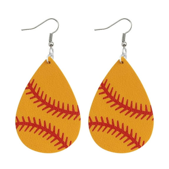 YUEHAO Earrings Volleyball Earrings Women's Football Printing Sided Leather Sports Basketball Earrings Double Earrings