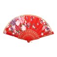 thumbnail image 1 of YUEHAO Fans Chinese Style Dance Wedding Party Lace Silk Folding Hand Held Flower Fan Decorative Fan Retro Red, 1 of 2