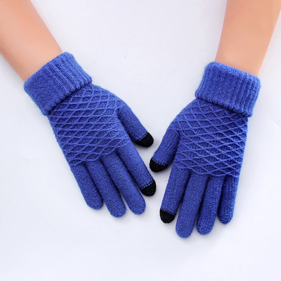 YUEHAO Household Tools Warm Outdoor Winter Knit Gloves Gloves Velvet Gloves Women'S Gloves Blue