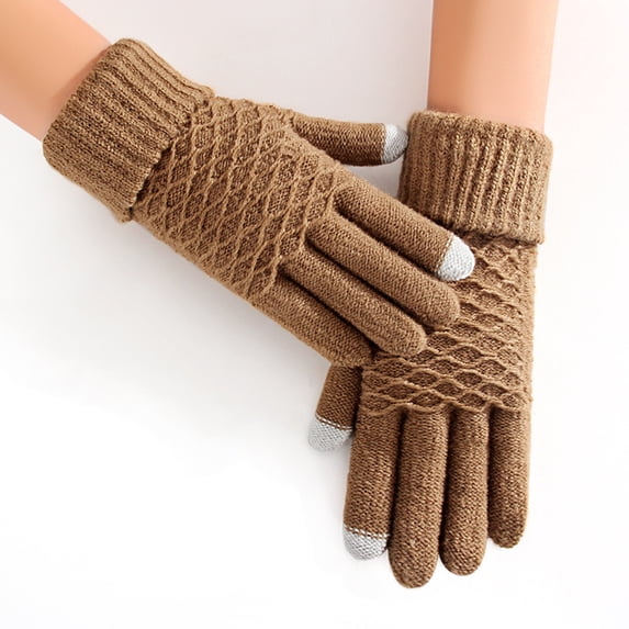 YUEHAO Household Tools Warm Outdoor Winter Knit Gloves Gloves Velvet Gloves Women'S Gloves Khaki