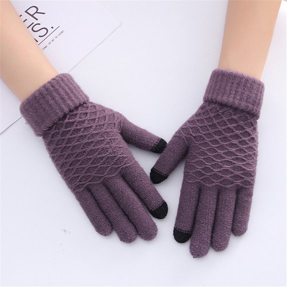 YUEHAO Household Tools Warm Outdoor Winter Knit Gloves Gloves Velvet Gloves Women'S Gloves Purple