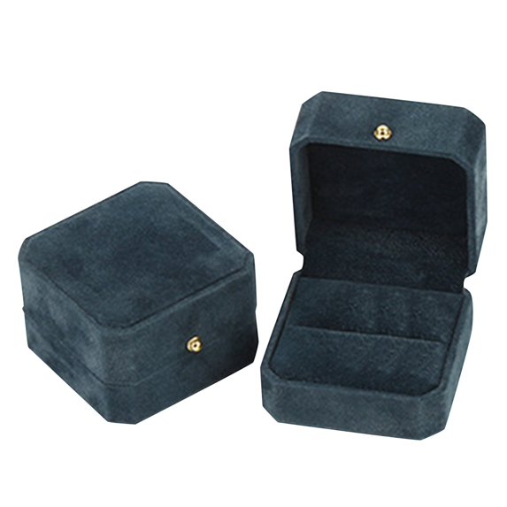 YUEHAO Jewelry box Gorgeous Antique Velvet Jewelry Ring Box Engagement Wedding Box Keepsake Box Bridal Photo Ring Single Slots Octagon Box