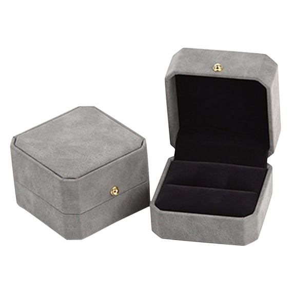 YUEHAO Jewelry box Gorgeous Antique Velvet Jewelry Ring Box Engagement Wedding Box Keepsake Box Bridal Photo Ring Single Slots Octagon Box