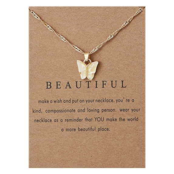 YUEHAO Necklaces & Pendants Acrylic Butterfly Pendant Necklace Clavicle Chain Jewelry Simple-pendant Accessories A