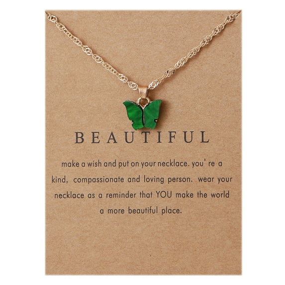 YUEHAO Necklaces & Pendants Acrylic Butterfly Pendant Necklace Clavicle Chain Jewelry Simple-pendant Accessories B