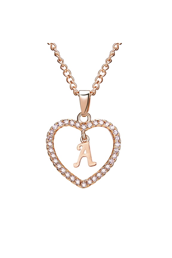 Necklaces & Pendants Women's Fashion Heart Letter Necklace 26 Letters Love Clavicle Neck Chain A