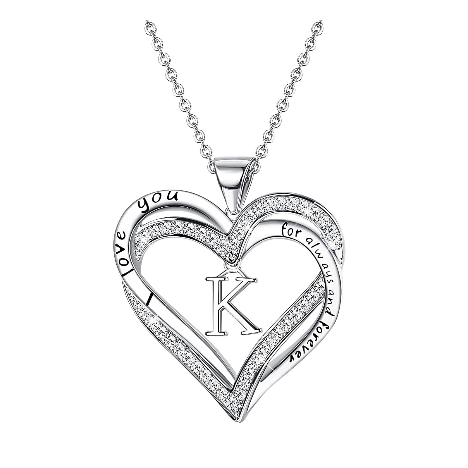 YUEHAO Necklaces & Pendants Women's Fashion Heart Letter Necklace 26  Letters Love Clavicle Neck Chain H