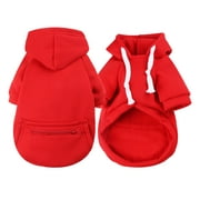 YUEHAO Pet Supplies Dog Hoodie With Pocket - Fall Winter Warm Sweater Puppy Clothes For Dogs Boy Girl Yorkies Chihuahua - Pet Cat Sweatshirt Blank Color Red