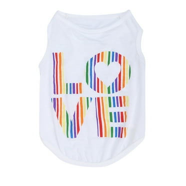 YUEHAO Pet Supplies New Pet Spring And Summer Breathable Fashion Love Vest Dog Cat Thin Clothing White