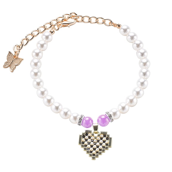 YUEHAO Pet Supplies Pearls Chain Dog Collar Dog Necklace Metal Cuban Link For Medium And Large Dogs Pets Heavy Duty Chew Proof Various Length Options Purple