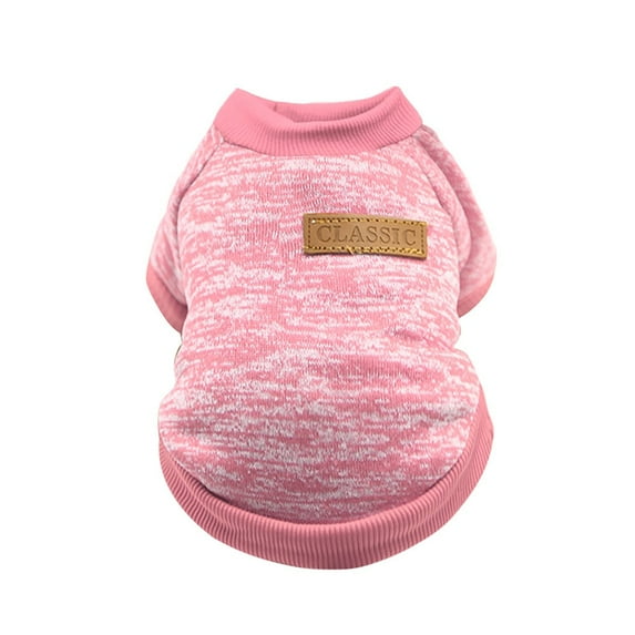 YUEHAO Pet Supplies Pet Dog Puppy Classic Sweater Sweater Clothes Warm Sweater Winter Pink