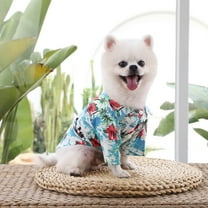 YUEHAO Pet Supplies Pet Summer T Shirts Hawaii Style Floral Dog Shirt Hawaiian Printed Pet T Shirts Breathable Cool Clothes Beach Seaside Puppy Shirt Sweatshirt For Small Puppy Green