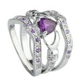 thumbnail image 1 of YUEHAO Rings Amethyst 3Pcs Claddagh Wedding Heart Fashion Silver Ring Jewelry Set Rings, 1 of 4