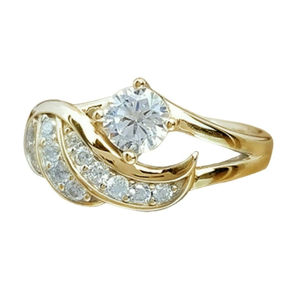 YUEHAO Rings Zircon Diamond Ring Fashion Angel Wing Diamond Ring Jewelry Ring L