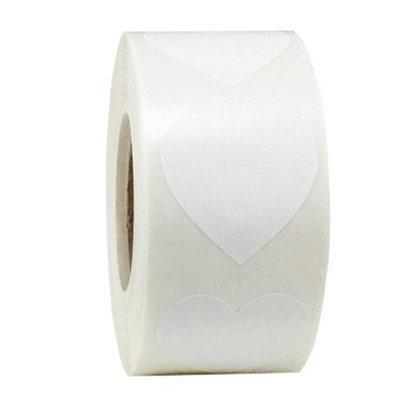 YUEHAO White Heart Shaped Stickers, 1 inch Decorative Love Labels for Valentine’s Day, Valentines Day Gifts, Envelopes, Award Charts, Crafting, Scrapbooking, 500 Labels Per Roll