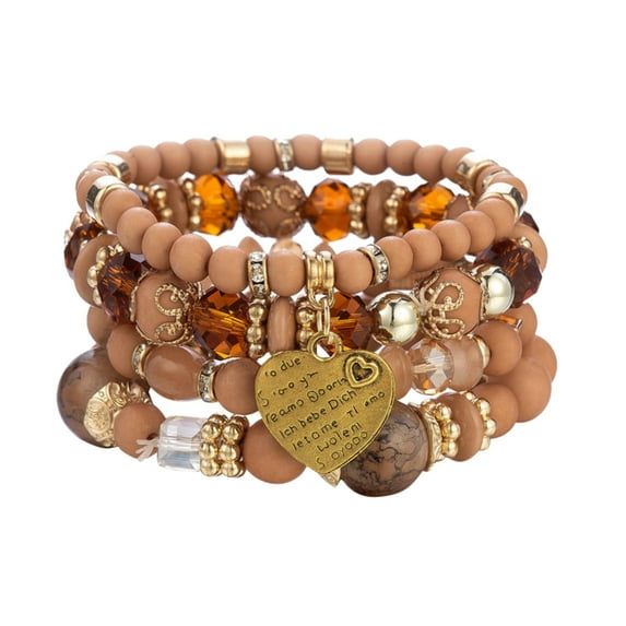 YUEHAO accessories Bracelets Stackable Bead Bracelets Ladies Mens Stretch Multilayer Bracelet Set Multicolor Jewelry B