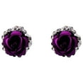 thumbnail image 1 of YUEHAO accessories Earrings Rose Rhinestone Earrings Thin Dangle Rose Elegant Rhinestone Earrings Wedding Women Accessories Jewelry Rose Earrings For Women Purple, 1 of 3