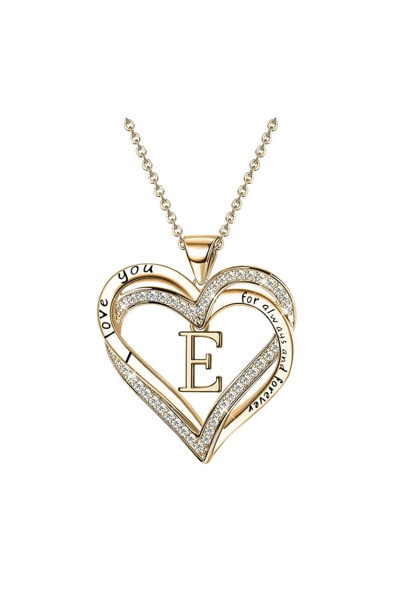 accessories Necklaces Pendants Women's Fashion Heart Letter Necklace 26 Letters Love Clavicle Neck Chain E