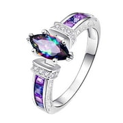 YUEHAO Rings Fashion 925 Jewelry Mystic Topa z Women Wedding Engagement Ring Size 6-10 E