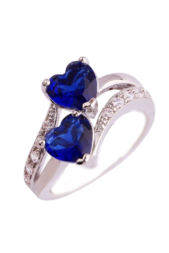 accessories Rings Women's Unique Double Heart Rainbow Eternal Engagement Ring Girls Ring A