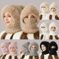 thumbnail image 1 of YUEHUA 3 in 1 Beanie Hat with Scarf and Mask, Women Fleece Lined Beanie Hat Scarf Mask Set, Autumn and Winter Knitted Hat for Women, 1 of 4
