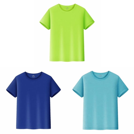 YUEHUA 3PCS Boys Kids Tshirt Short Sleeve Summer Mesh Tops Quick-Drying Breathable lightweight Clothes Tee Shirts for Toddlers(Age 2-14)