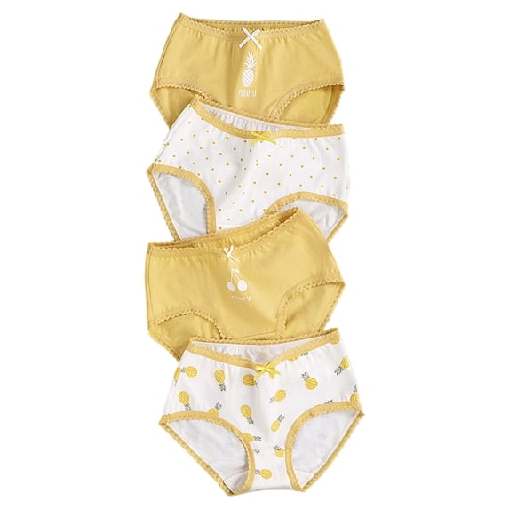 YUEHUA 4PCS Girls' Cotton Underwears - Comfortable & Breathable Printed Pattern Panties for Child, Size 11-12 Years