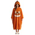 thumbnail image 1 of YUEHUA Adult Comfort One Piece Halloween Jumpsuit, Men Women Unisex Hooded Zipper Plush Loungewear, Cute Pumpkin Graphic Relax Indoor Night Suit, 1 of 4